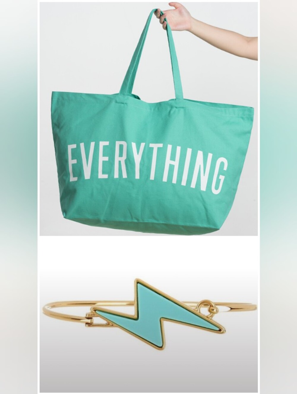 Marc Jacobs-lightening Bolt Cuff Bangle & " EVERYTHING " Tote Bag (Teal 🩵 💚)